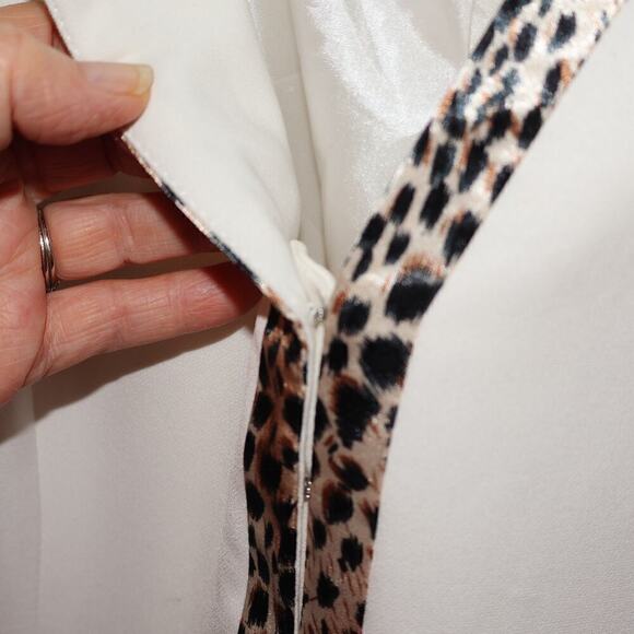 Midnight Velvet Size 12 White Jacket Animal Trip Polyester Hook Eye Lined - Picture 4 of 14